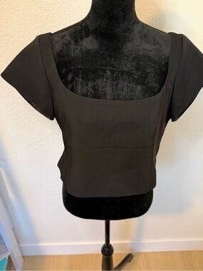 NWT MESHKI Ellis Cap Sleeve Longline Suiting Top Black XXL